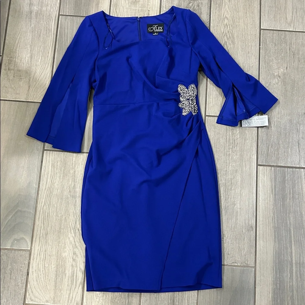 Alex Evenings Womens Short Shift Dress with Embellished Illusion Detail Size 6 - Picture 5 of 9